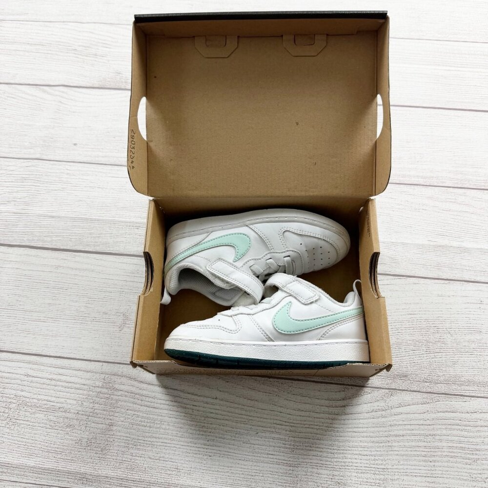 Nike Court Borough Low Recraft Toddler Sneakers White Jade Ice Velcro Shoes 10 C - Picture 9 of 9